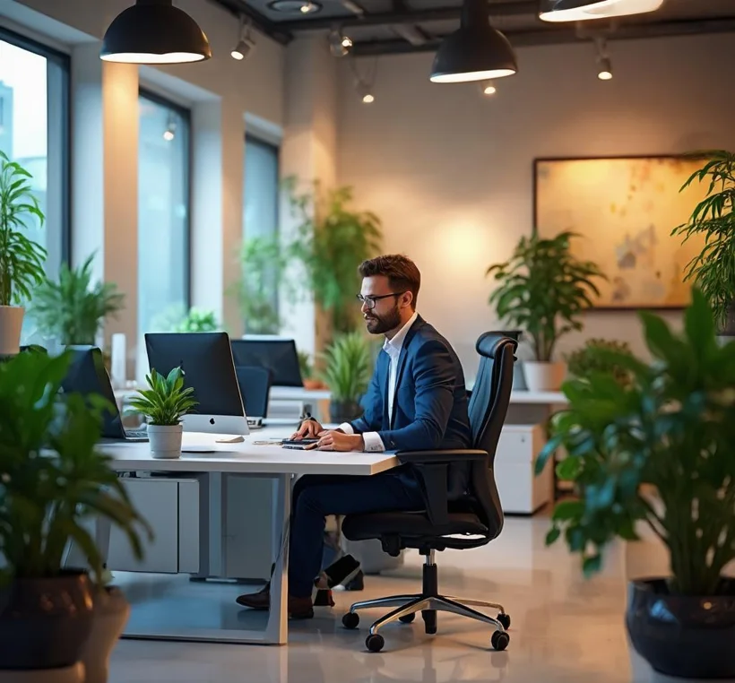 The calm, modern interior of the Beacon Tax office