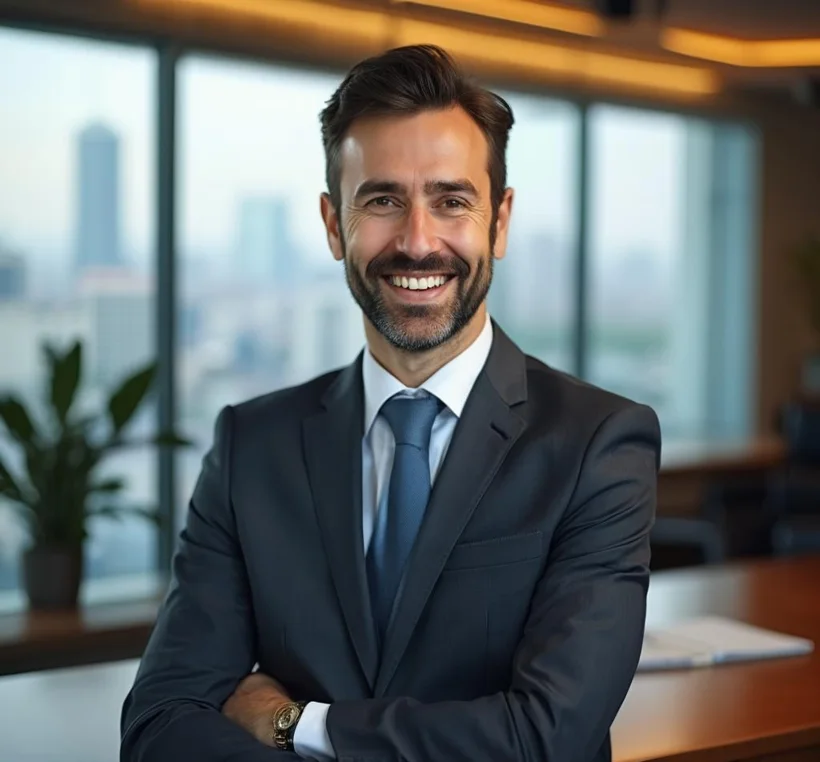 James Aldridge, founding chartered financial planner at Harbour Wealth, with a warm smile