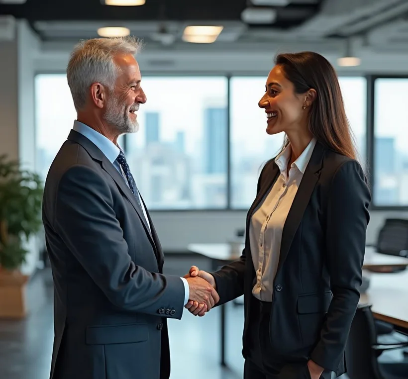 Property tax adviser and investor shaking hands after a successful meeting
