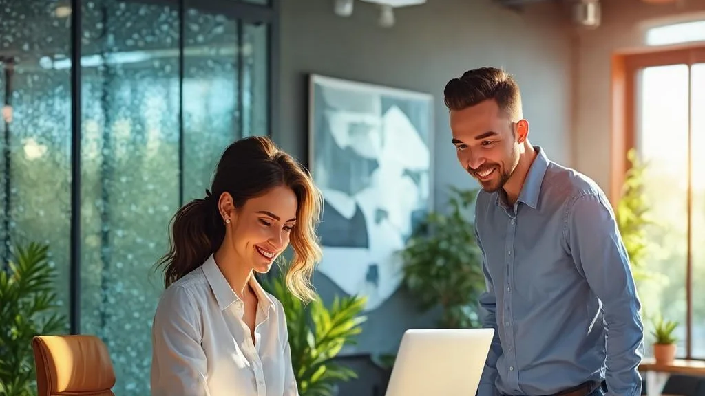 A young entrepreneur meeting a modern accountant over a laptop
