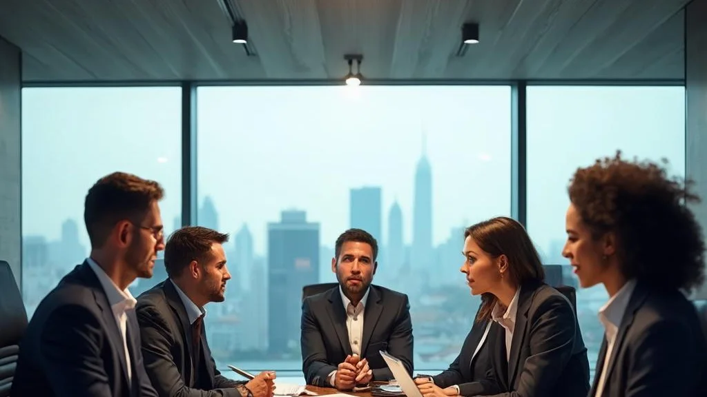 High-end corporate advisory and CFO team in a strategy session