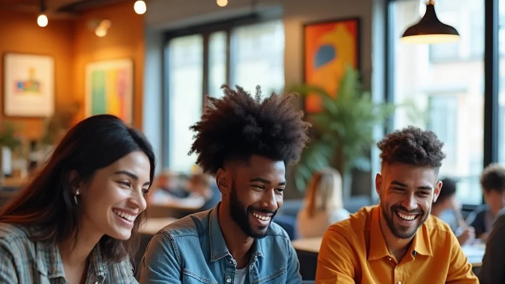 Young diverse freelancers and creators working in a trendy co-working space